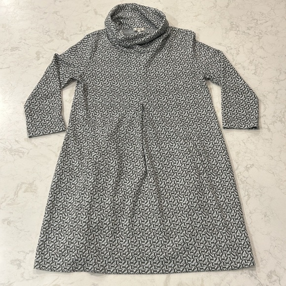Tyler Böe Kim Cowl Neck Shift Dress in Blue Grey Print Size Large - Picture 16 of 16
